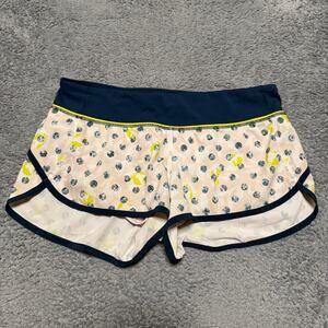 Lululemon Speed Shorts Womens 8 White With Navy Trim And Polka Dot Lined